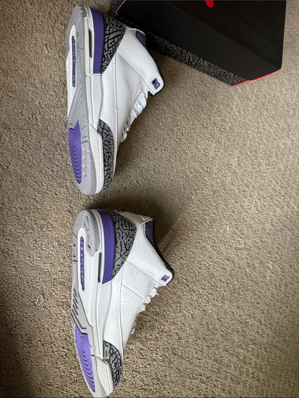 Jordan White Black Purple Women’s Retro Sneakers - Picture 4 of 7